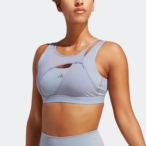 Adidas Powerimpact Luxe Medium-Support Bra Lavender Cutout Strappy Sports Bra